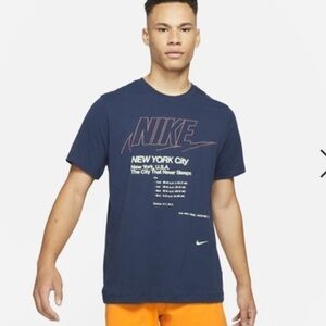 Nike NYC City mens graphic T-Shirt New York City coordinates swoosh small
